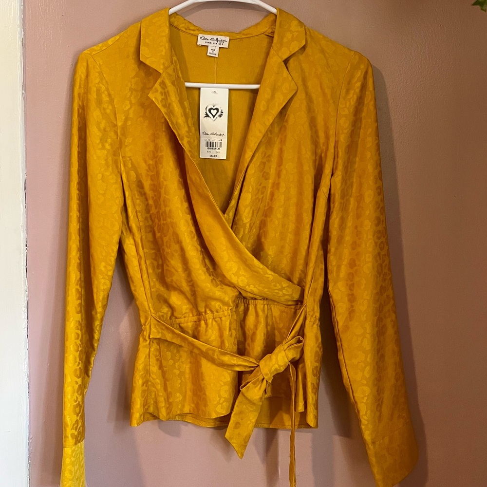 NWT Mustard Yellow Wrap Top – Size 4